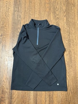 FootJoy ThermoSeries Mens Large 1/4 Zip Golf Pullover Black Blue Dot Print L
