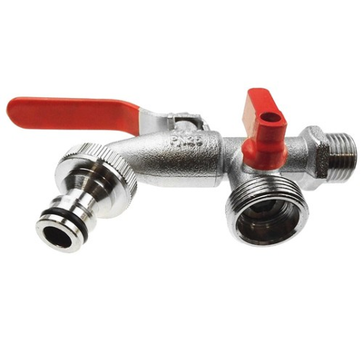 #ad 1 2quot; BSP Double Outlet Garden Tap Brass Nickel Plated Dual Connection Watering $31.30