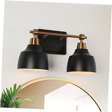  Bathroom Light Fixtures Farmhouse Vanity 2-Light Matte Black and Plating Brass