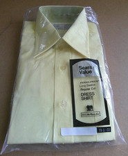 VTG Sears "Perma-Prest" Long-Sleeve Dress Shirt Size 15  - 33 Pale Yellow NWT