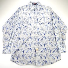 Bocomal FR Fire Resistant Snap Button Shirt Blue Gray Abstract Men's Large