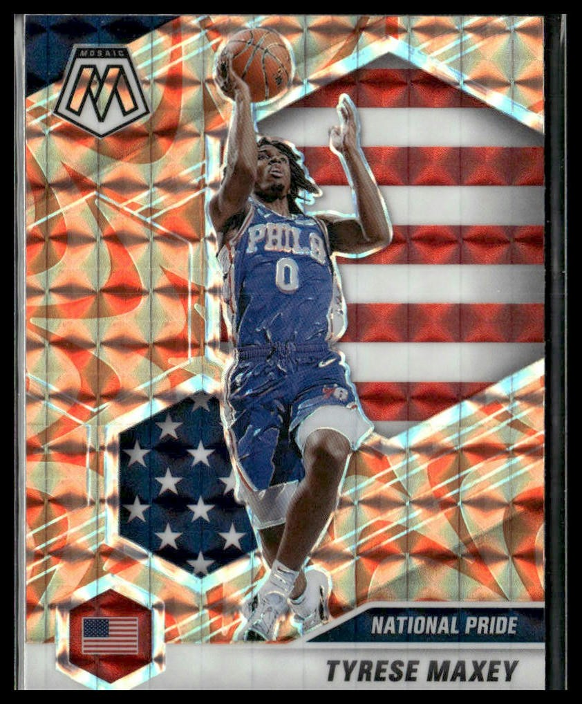 2020-21 Panini Mosaic #259 Tyrese Maxey Mosaic Reactive Orange