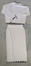 Shein Women's Sweater Skirt Set Size Medium Ivory & Black New In Bag