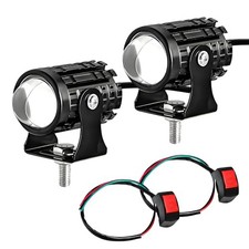2 PCS Motorcycle LED Driving Fog Lights, 12W 12-80V White/Amber Motorcycle