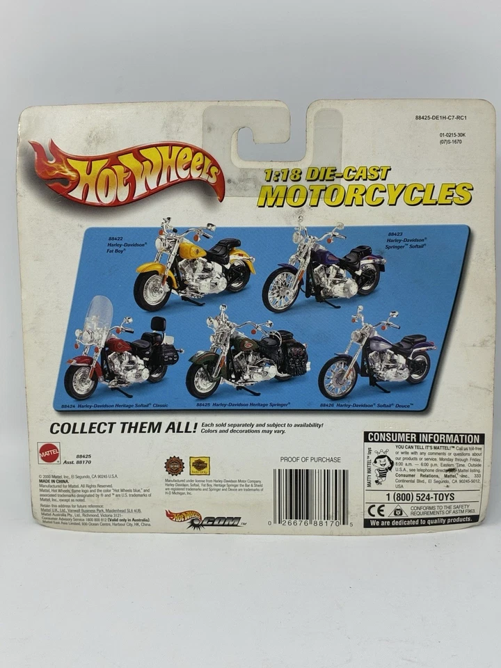 Hot Wheels 2000 ~ Motocicleta 1:18 ~ Harley-Davidson Heritage Springer - Imagem 2 de 2