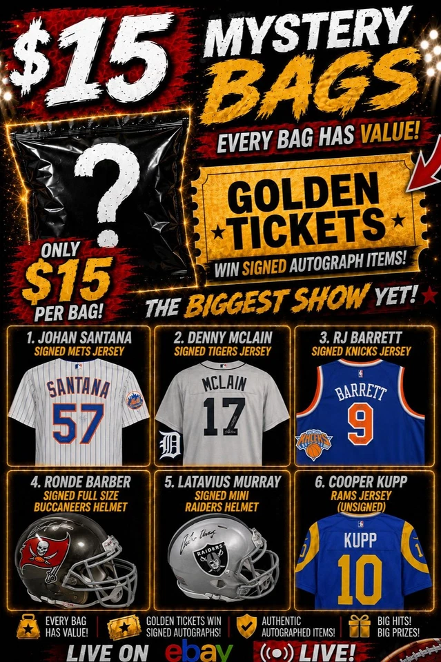 💥🎫$15 Mystery Madness!! Golden Tickets - AUTOGRAPHED HELMETS!!🎫💥
