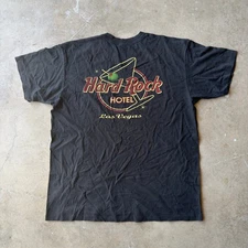VINTAGE Y2K HARD ROCK HOTEL LAS VEGAS T-SHIRT FADED BLACK GRAPHIC FITS MENS XL