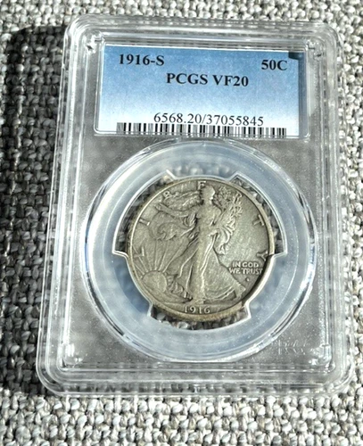 1916-S Walking Liberty Half Dollar 50c PCGS VF 20 NICE