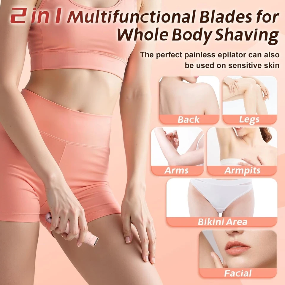 Maquinilla de afeitar eléctrica de doble cabezal 2 en 1 para dama impermeable para mujer área privada EE. UU. Foto 3 de 4