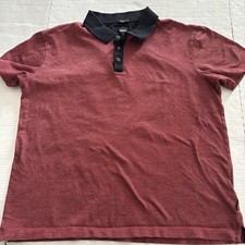Hugo Boss Polo Shirt Men XL Red Black Mercerised Cotton Designer Casual