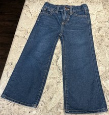 Old Navy Boys Kids Blue Wide-Leg Denim Jeans Size 6 Pockets Button Zip Solid