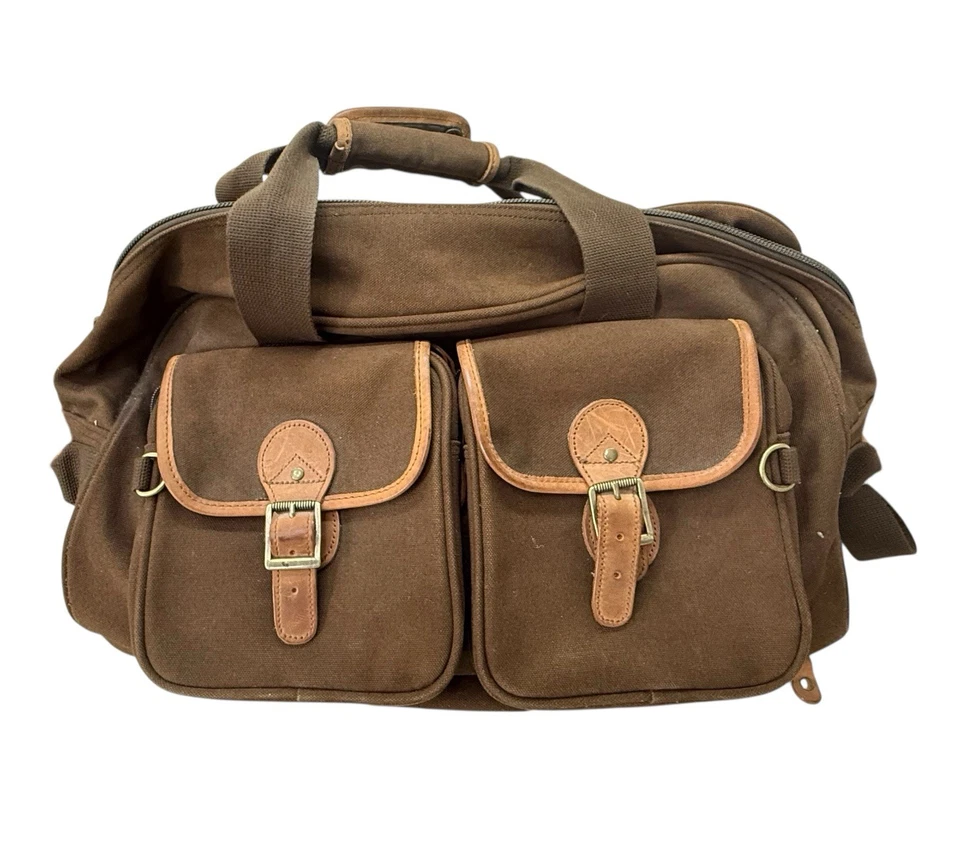 Cabelas Marrón Oliva Lona y Cuero Grande/XL Bolsa de Lona Pesca Caza Camping Foto 2 de 4