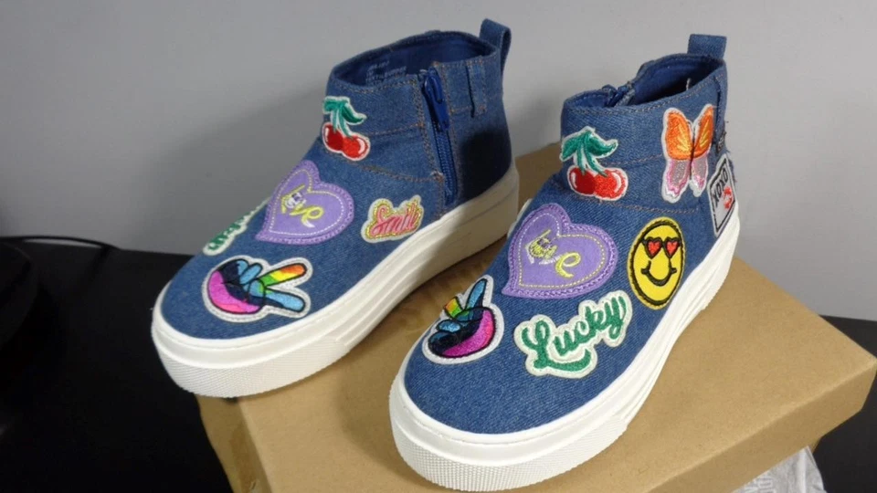 ZAPATOS TENIS NUEVOS TALLA 1M STEVE MADDEN DENIM PEACE LATERALES CON CREMALLERA ~ MUY BONITOS Foto 2 de 4