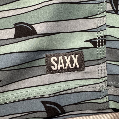 SAXX Betawave 2N1 Swim Shorts Sz 34 Shark Print BallPark Pouch Board Shorts NWOT - Picture 4 of 11