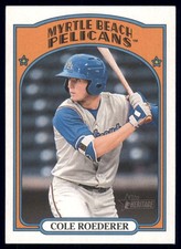 2021 Topps Heritage Minor League Cole Roederer Myrtle Beach Pelicans #142