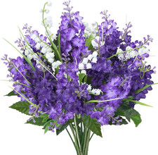 10Pcs Lilac Flowers Artificial Bouquet Fake Purple Flowers Faux Lilacs Mix Bu...