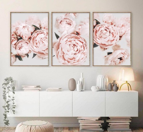 Peony Wall Art Pink Flower Canvas Wall Art Prints Peonies Wall Art Abstract F...
