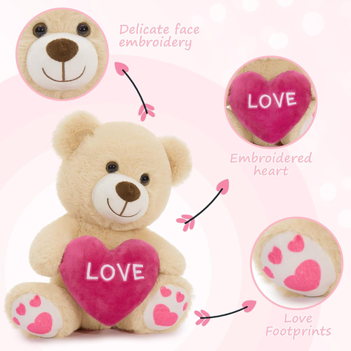 4 Pezzi Orsacchiotto di San Valentino, Adorabile Bulk Love Peluche Orsacchiotto con Cuore, 10" S - Foto 2 di 8