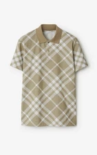 Authentic NEW BURBERRY Hunter Olive White Men's CHECK Cotton Blend Polo Shirt S