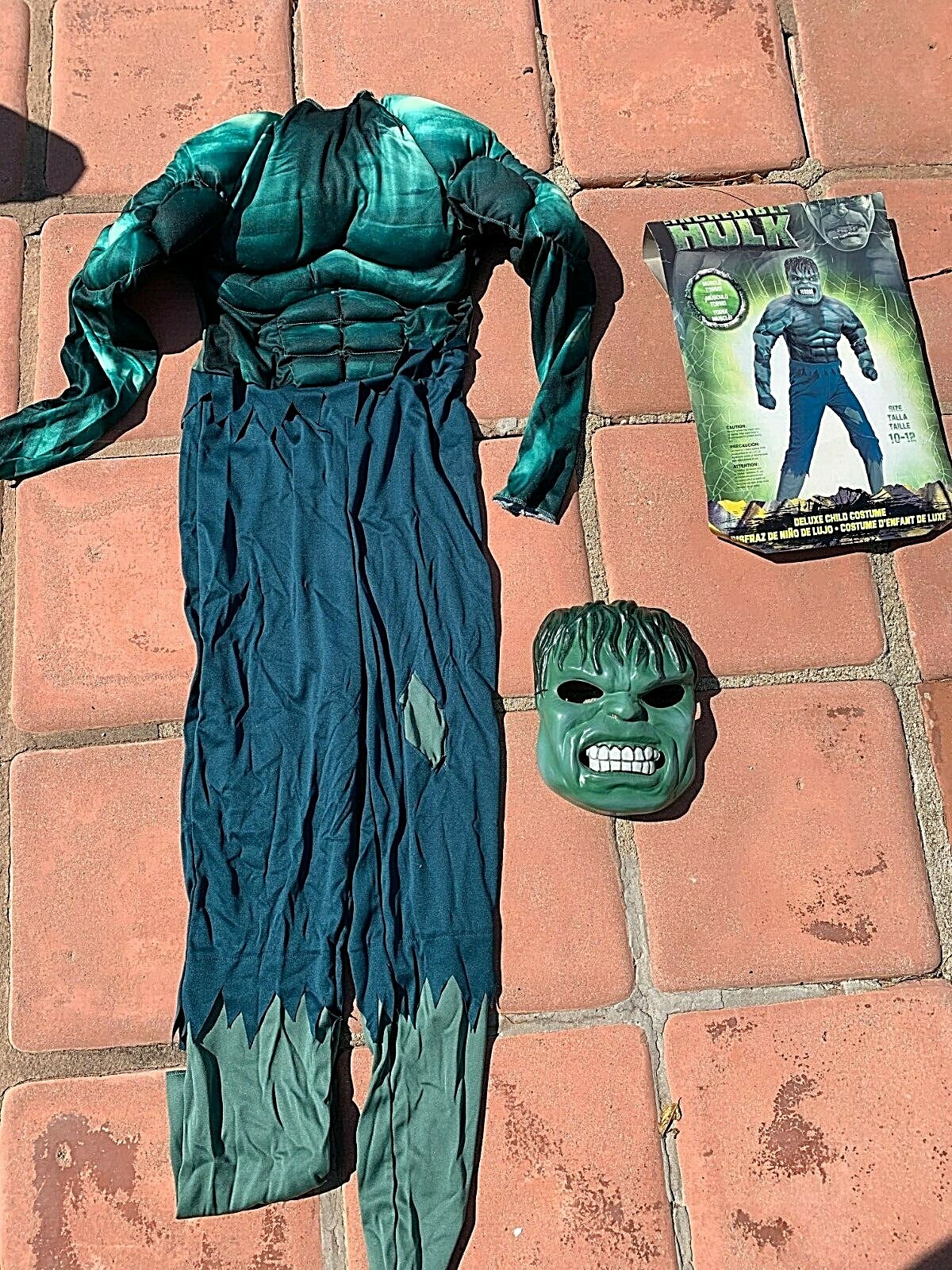 HULK Halloween Marvel costume muscle torso JUMPSUIT, MASK,Cliched FISTS