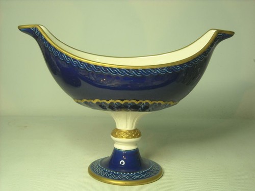 PLATO DE PEDESTAL/TAZÓN de porcelana artística oro cobalto porcelana Bon Bon Tureen - Imagen 2 de 5
