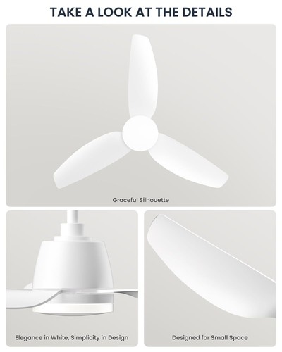 40 Ceiling Fan with Light & Remote Control 3 Blades 6-Speed Low Profile Ceiling - Picture 3 of 9