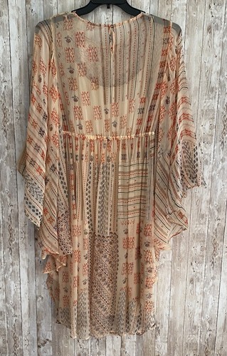 NWT Soft Surroundings Terra Fresca Midi Caftan Dress Size S Slip Liner Beige Red - Picture 6 of 10