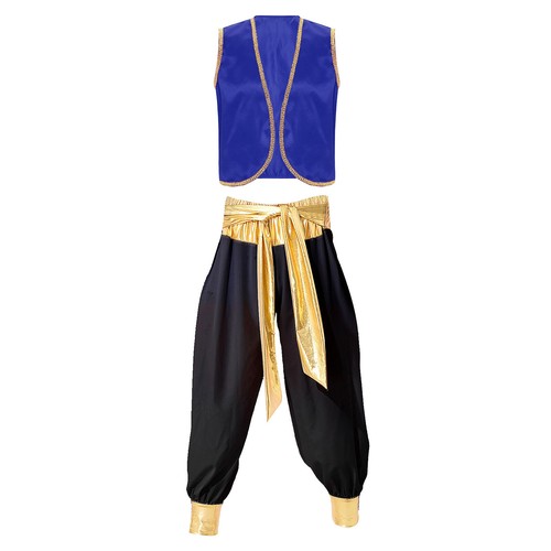 Men's Arabian Prince Costume Set Braided Trimming Vest Harem Pants Halloween - Picture 15 of 111