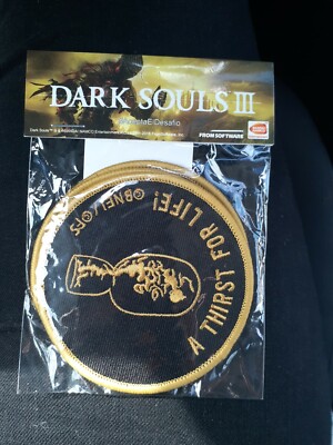 Rare Dark Souls III Gaming Patch Badge set Praise the Sun, A Thirst for Life NIP