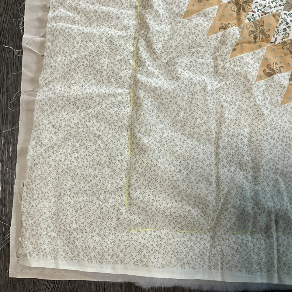 Vintage Fabric Panel Star Burst Farmhouse Cotton Started Quilt 3 Layers 35 x 43 - Image 4 of 4