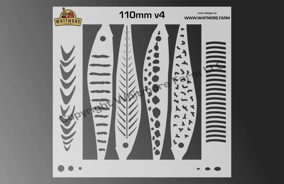 WHITMORE FARM LLC Jerkbait v4 Fishing Lure Airbrush Stencil – 110mm - Mylar Reusable