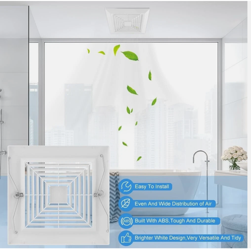 2x Bathroom Exhaust Fan Cover With Springs,Bathroom Ceiling Fan Grille Cover 9x9 - Picture 6 of 10