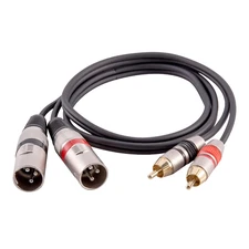 Speakers 3 Foot XLR Dual Male Patch Cable, 2 XLR to 2 RCA Audio Cords