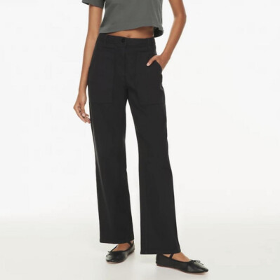 Aritzia Wilfred Free Black Modern Canvas Utility Straight Leg Pants Size 00 