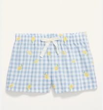 Old Navy Kids Girls Size Medium 8 Blue Poplin Pajama Shorts NWT .. Lemon