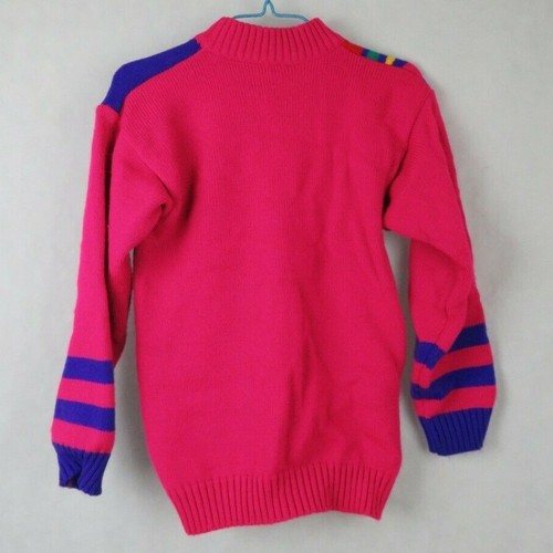 Vintage 80s Girls Medium Sweater Knit Sister Sister Colorful Kitsch Sweetheart - Picture 2 of 6
