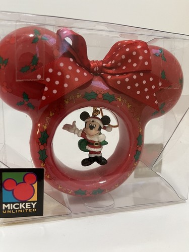 "De colección Enesco Disney Adorno de Navidad Mickey Mouse Ilimitado Orejas Rojas Santa 4""" - Imagen 2 de 10