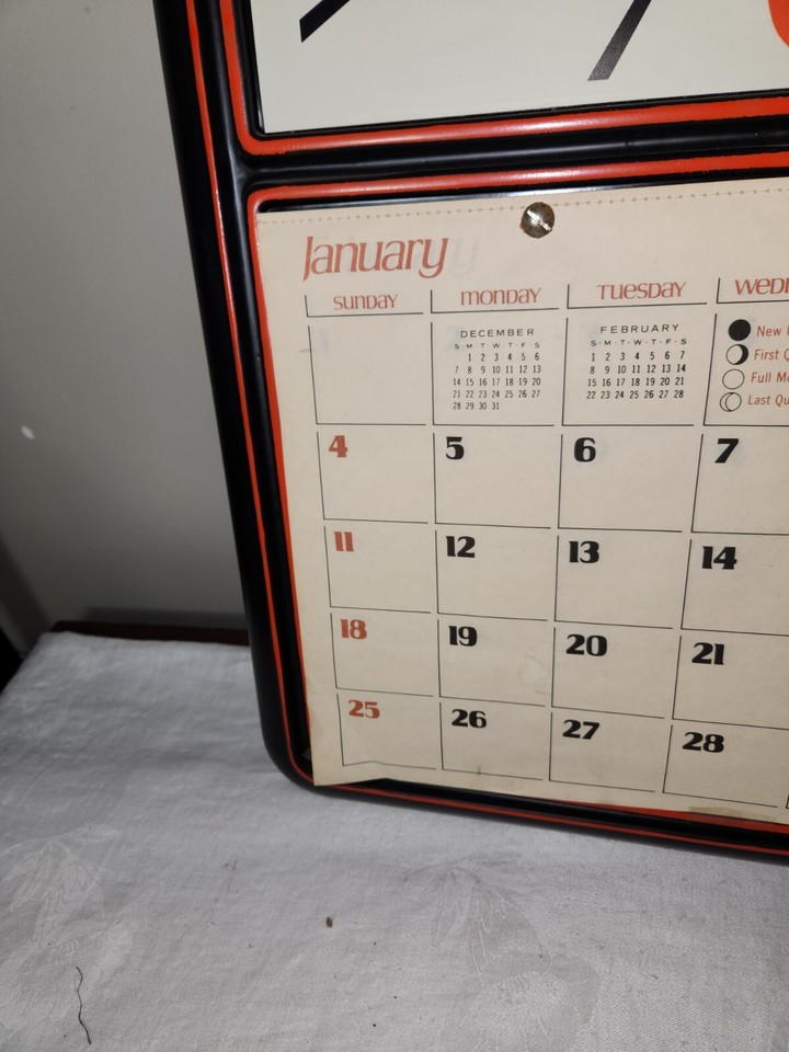 Vintage 1981 Wall Mount Pontiac Goodwill Used Cars Clock and Calendar