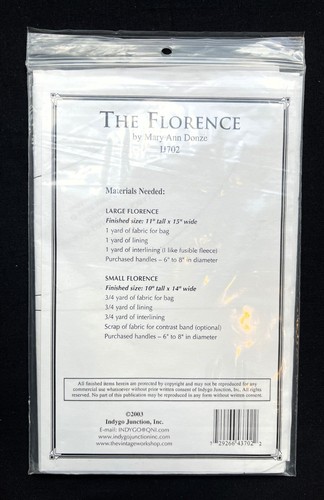 Indygo Junction IJ702 The Florence in 2 Sizes 2003 Pattern 11X15", 10X14" Uncut - Picture 2 of 2