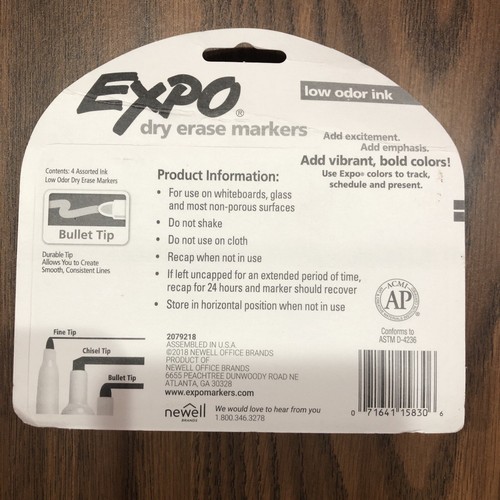 Expo Unisex mehrfarbig trockenes Kinn Kugelspitze abwischbare Marker geruchsarm 4 Stück - Bild 2 von 2