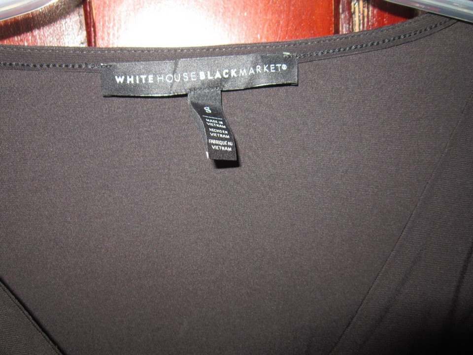 White House Black Market WHBM S Blouse Top Shirt Stretch Black White