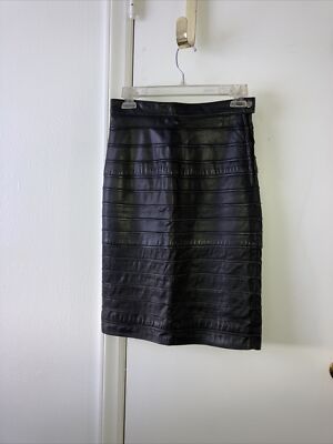 Vintage Germany Black Layered Leather Lined Skirt Women Size 6/ 40.Max Moser HOT