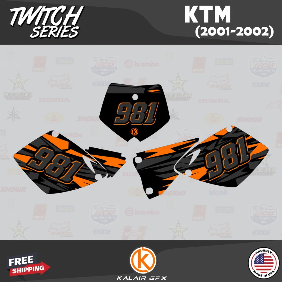Kit Gráficos para KTM SX SXF 125 250 380 520 525 (2001-2002) Twitch-Naranja Foto 3 de 4