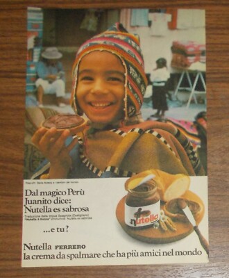 Rare Advertising Ferrero NUTELLA Children of the World #11 Peru - Italy 1981