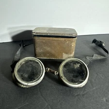 Vintage ~ Willson ~ Black Bakelite ~ Safety Steampunk Goggles BIKER CLEAR