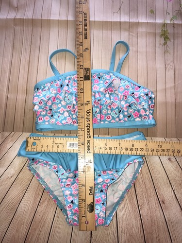 Girl's Joe Boxer Blue Floral Ruffled Two Piece Bikini Swimsuit Size 2T - Picture 4 of 5
