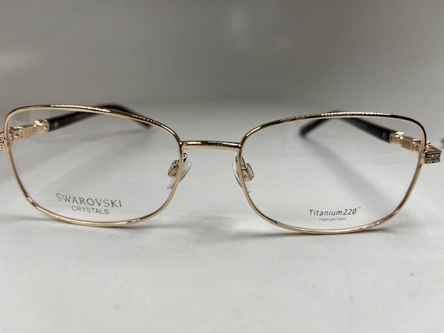 New Titanium220 T220-08 Gold & Brown Eyeglasses w/Swarovski Crystals 54/16/135 Titanium 220 T220-08 Gold Rectangle Women Full Rim 54-16-135  main image 4