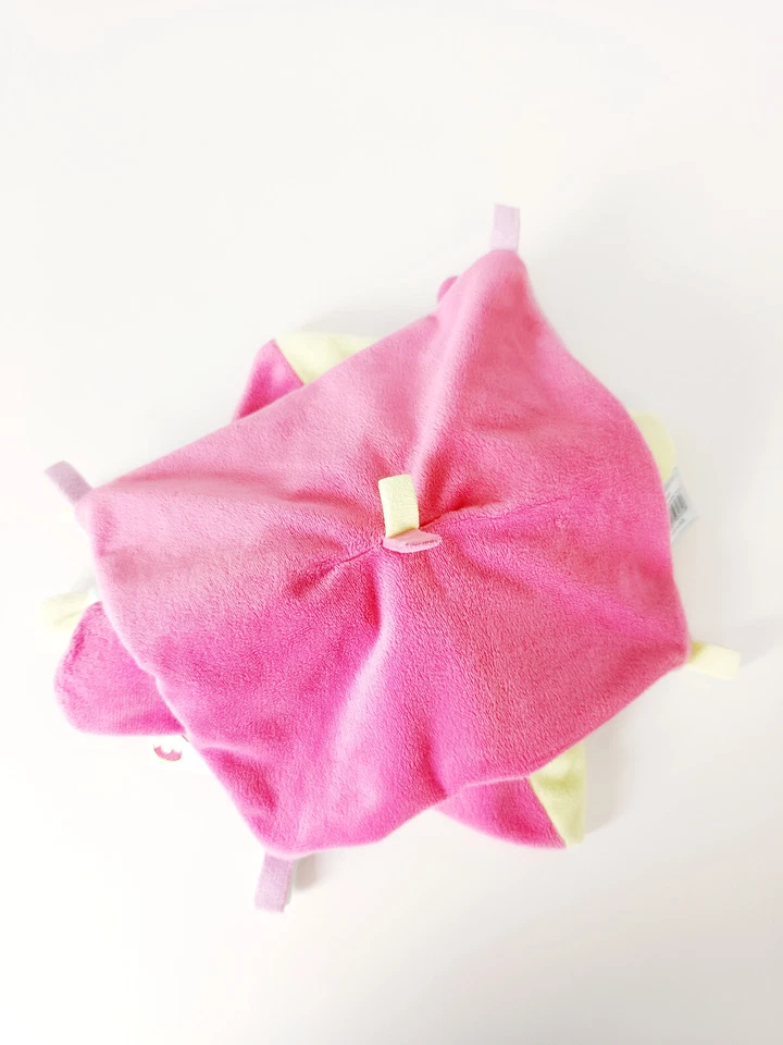 Doudou Plat/Mouchoir Carré Lapin Gourmandise Beige Rose Vert Bleu Mauve  Babynat - Photo 4/4