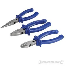 Plier Set Silverline 3 Piece Long Nose Combination Side Cutters Kart Parts UK
