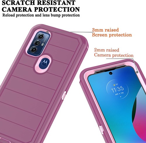 Motorola Moto G Play 2024 2023 SHOCKPROOF ARMOR Clip Case Cover Screen Protector - Picture 23 of 48